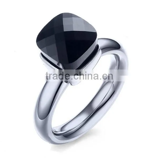 Wholesale Lady Colors Glass Stainless Steel Ring