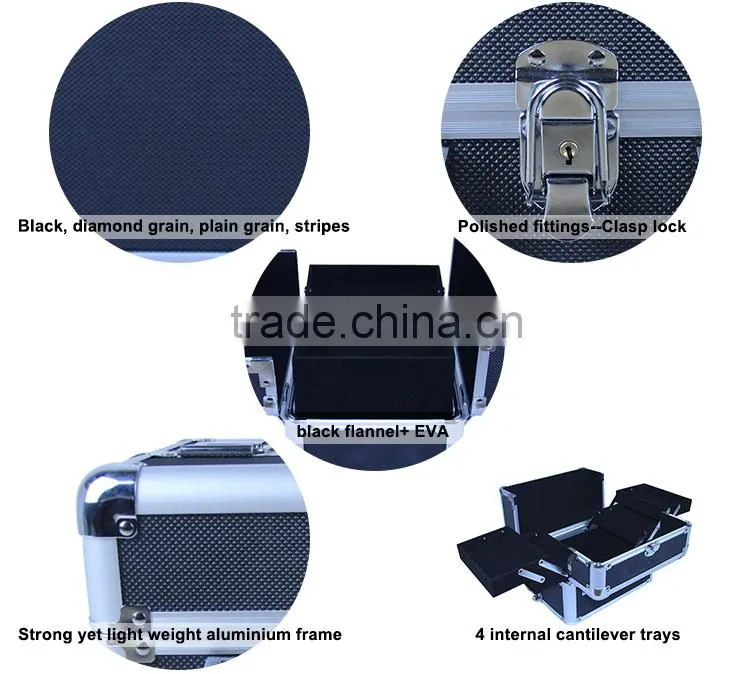 Customization Retractable Handle 4 tiers Beauty Professional Makeup Case With Wheels