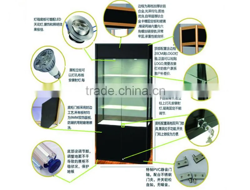 Nice jewelry display showcase profile jewelry store showcase aluminium profile for showcase
