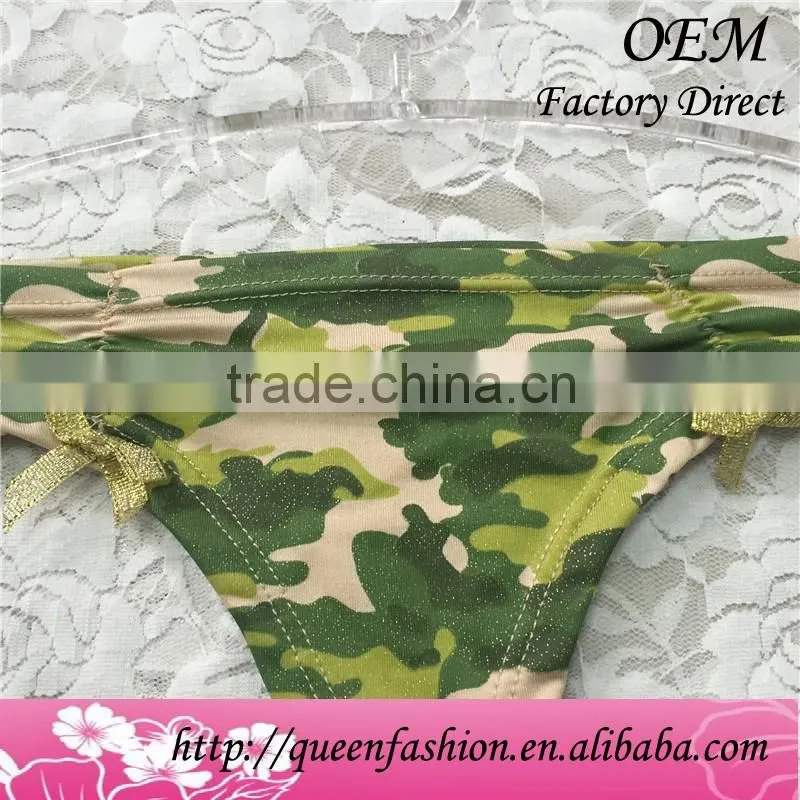 Light pure color Good quality Thong Anti-Static Good quality woman underwear camouflage T-back