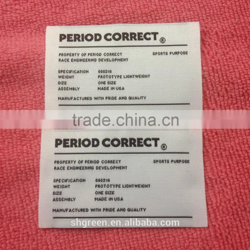 flower logo woven/weaving neck label with end fold
