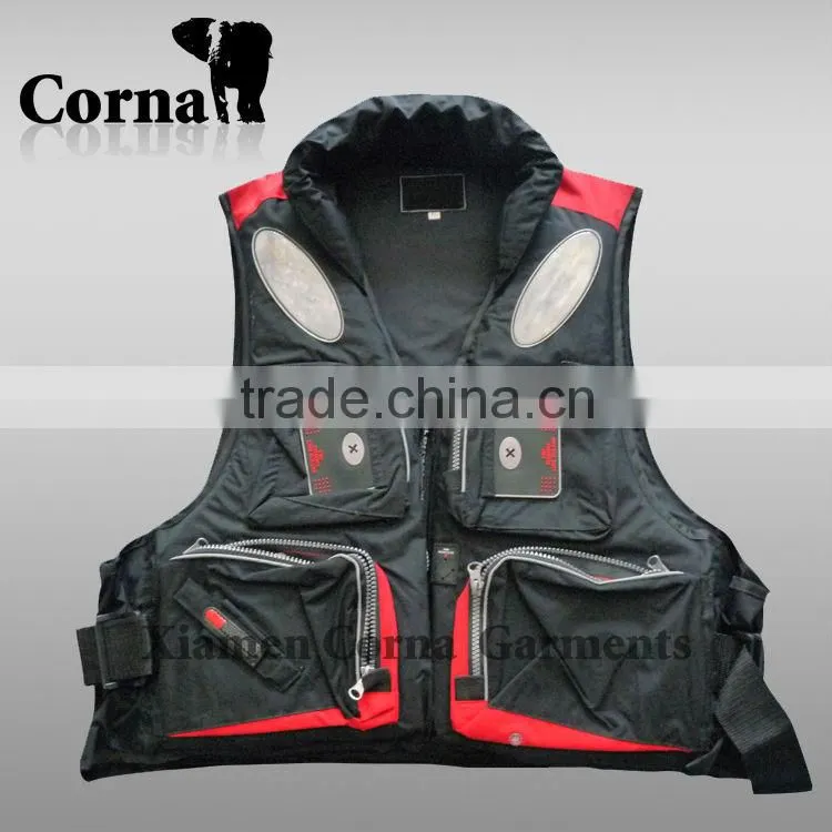OEM service fishing life vest functional fishing wear with contrast color