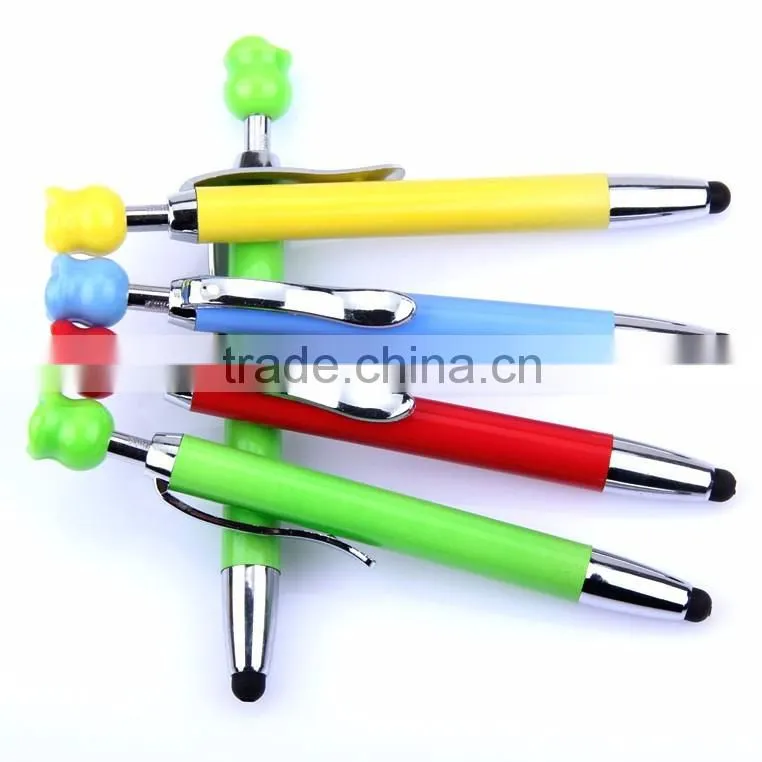 short promotional stylus ball pen screen touch pen with rose flower shaped click top
