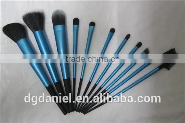 Best professional 11pcs blue long ferrule makeup brush set cosmetic brushes set dongguan synthetic makeup brushes