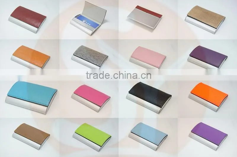 Black blocking RFID PU leather credit card case and business name card holder with customized engraving LOGO