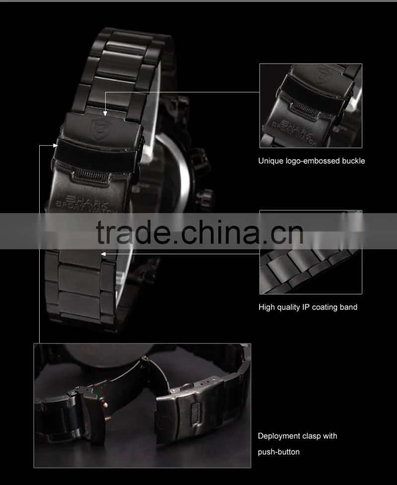SHARK Sport Men Multiple Function Japan Movement Large Dial LED Display Digital Wrist Watches