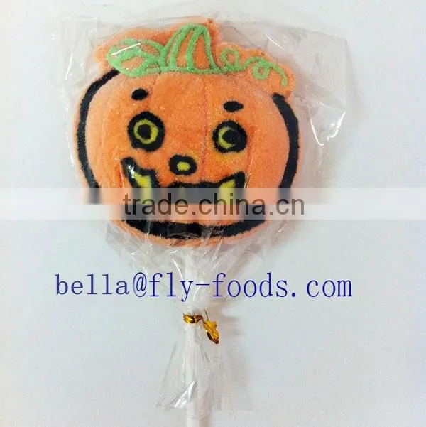 pumpkin shapes personalized marshmallow lollipop for Halloween