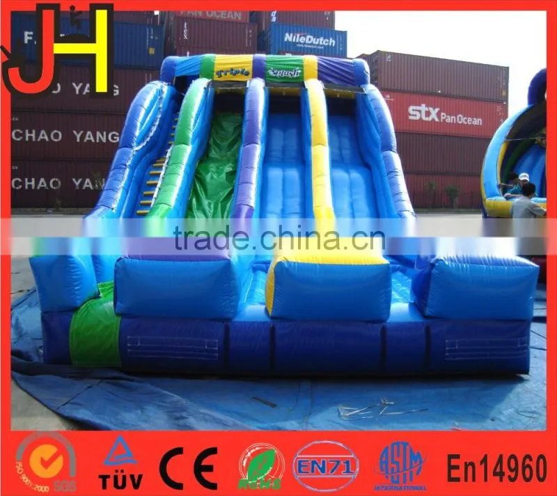 2016 Triple Splash Adult Size Giant Inflatable Water Slide With Pool