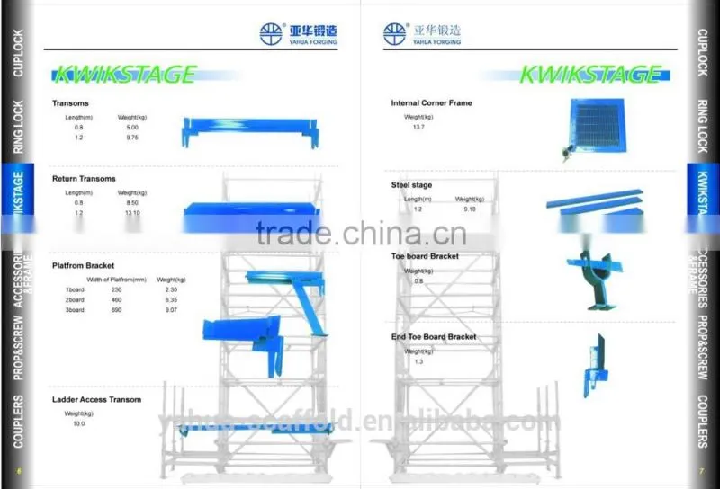 YH Scaffolding Manufactured Best Price Strong Welded HDG Cuplock Ledger Blade