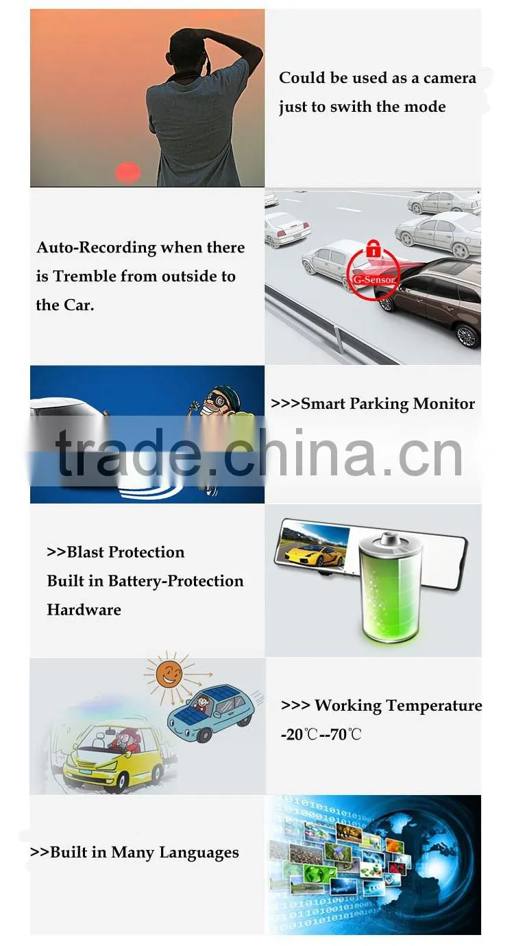 Car Quad Core 5" Android 4.0 Car DVR Dash Cam GPS WiFi Rearview Mirror Monitor+CAM CameraRecorder