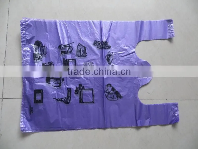 Hdpe beige t-shirt bags,print 1c/2s
