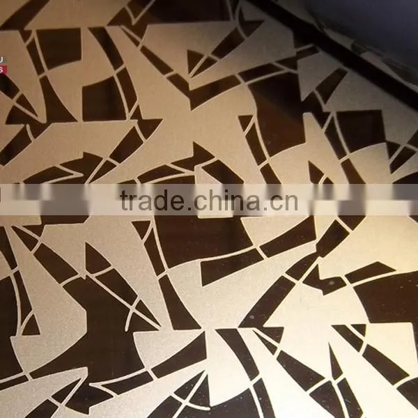 Foshan 304 1.0mm Etching Bronze Color Decorative Stainless Steel Sheet for Decoration