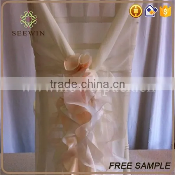 chiffon ruffled banquet chair cover for wedding party
