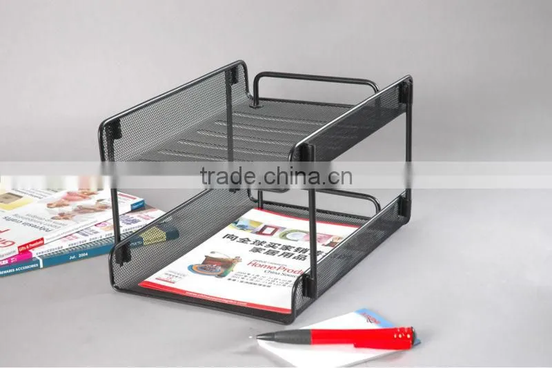 Office Desk Organizer Metal Stationery 2-Tier Staking Document Tray/File Tray/Letter Tray