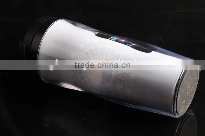 plastic travel mug with paper inserted/advertising mug