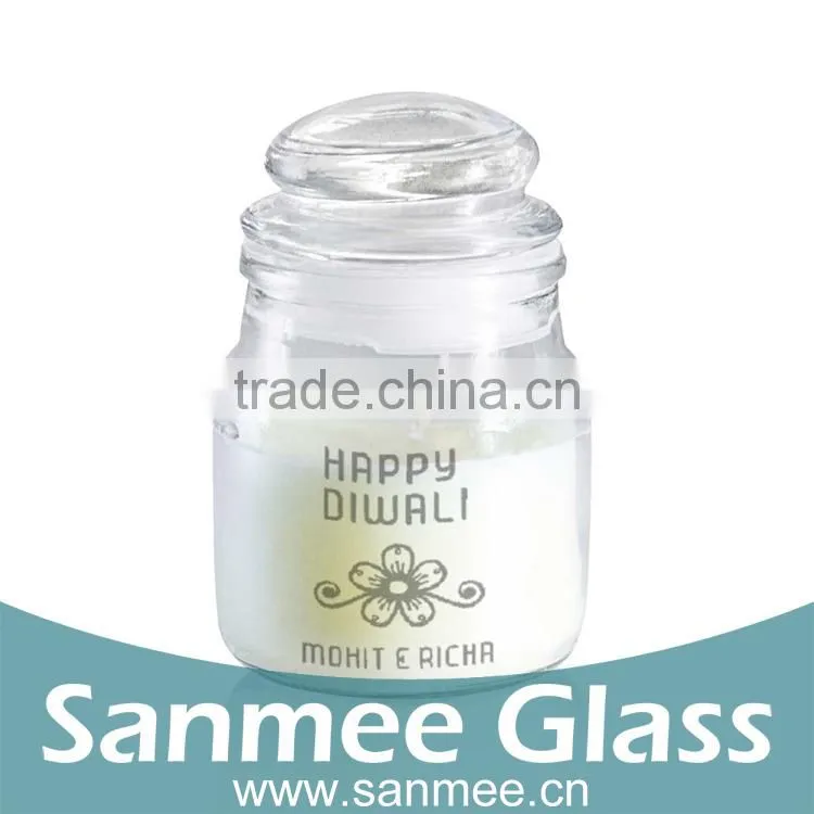 Round Gift Set Decal Flower Glass Scented Candle Holder