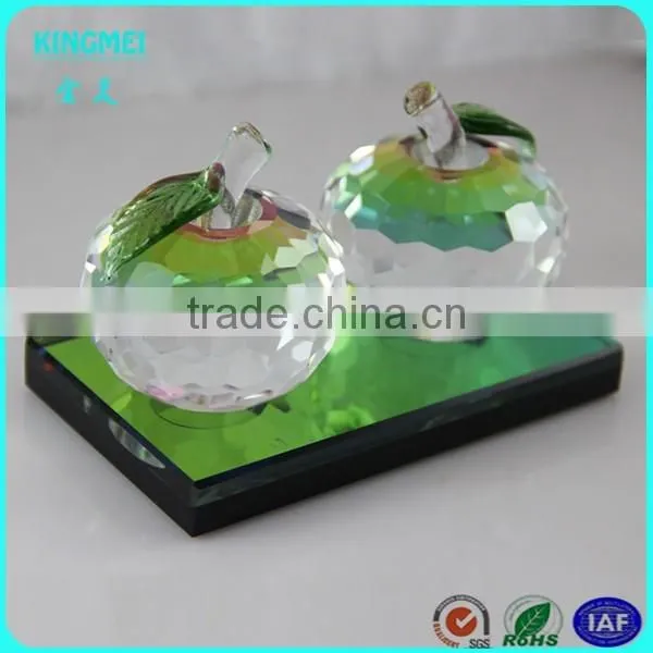 gold leaves glass apple with mirror base for car decoration