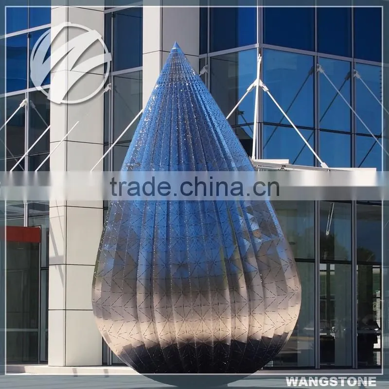 Modern Large Polished Stainless Steel Water Drop Outdoor Statues
