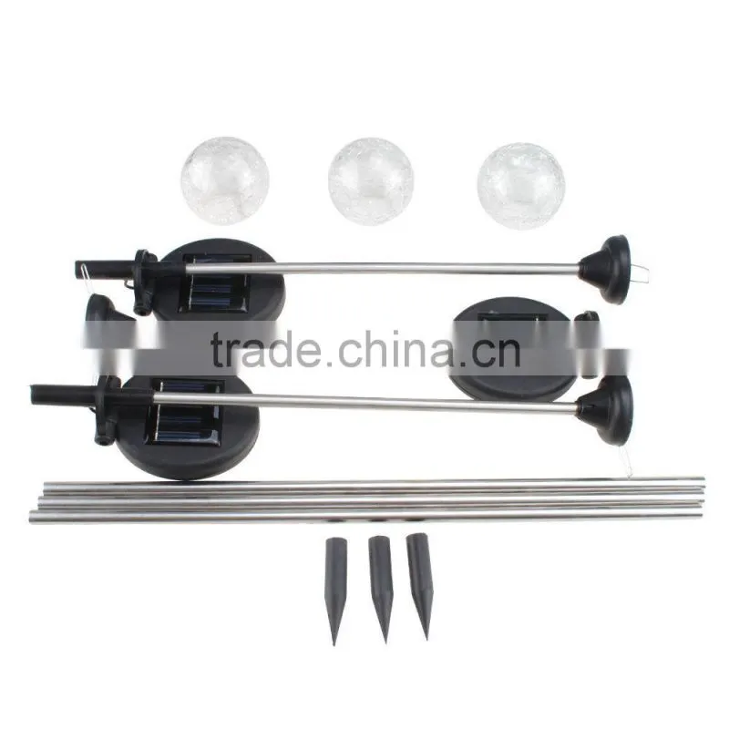 3 Pack Solar Glass Ball Lights Changing Color LED Light Outdoor Garden Light NEW