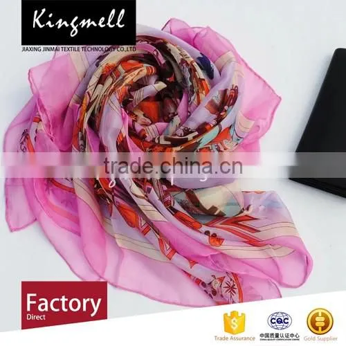 Custom amazing bright colors pink digital printing silk scarf