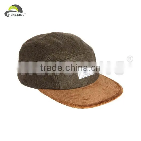 Flat Short Brim 5 Panel Cap Wool