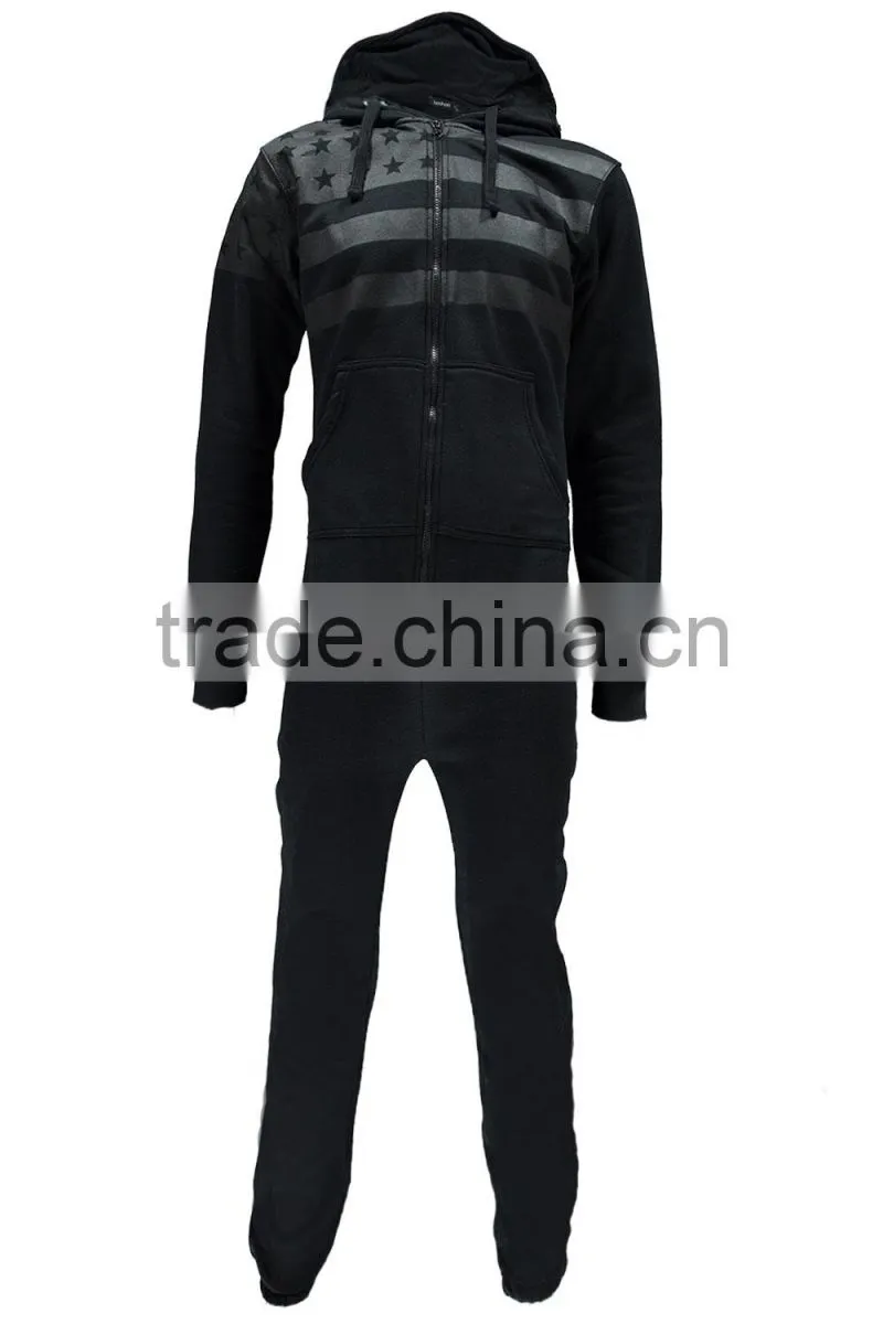 American flag tonal print thermal onesie for men