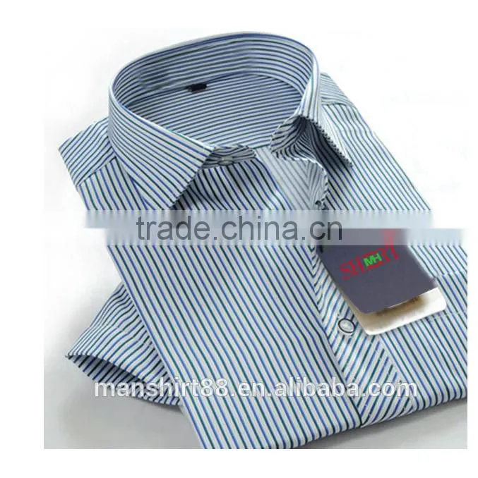2017 men's striped short sleeves dress shirt for summer