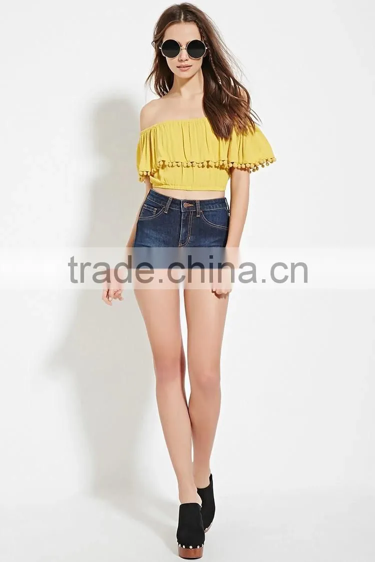 2016 guangzhou shandao oem service summer new design plain dyed off shoulder bat sleeve women tops