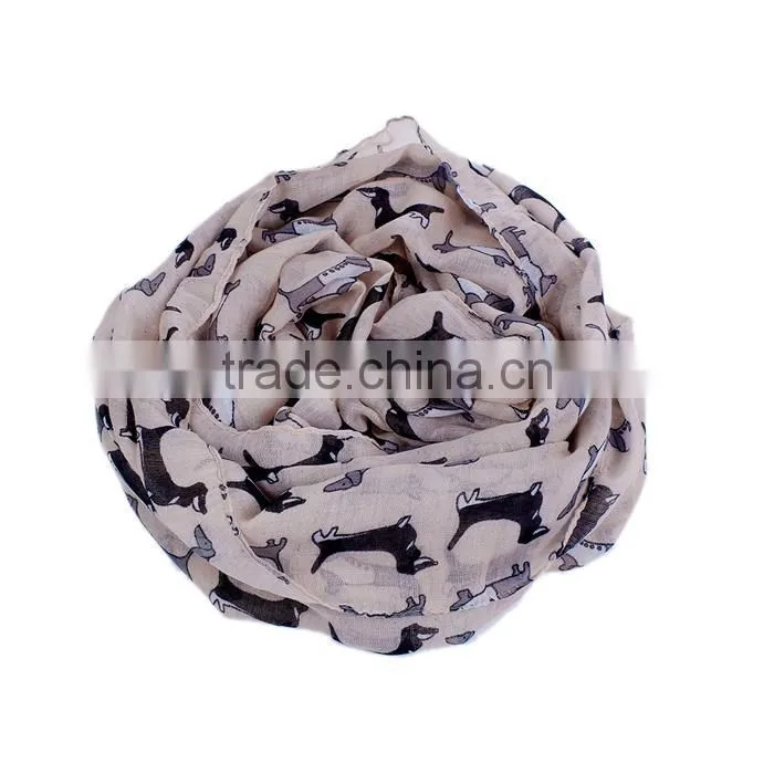 Voile Scarves & Wraps Rectangle Light Pink Dog Fabric Wholesale Scarf