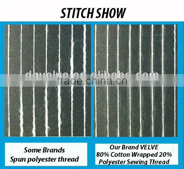 402 80% cotton Wrapped 20% polyester sewing thread for post dyed garments