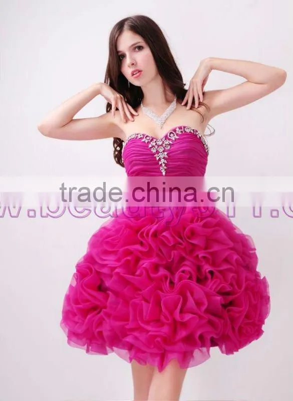 Astergarden real photo Sweetheart Beading Rose Prom Organza Cocktail dress AS145