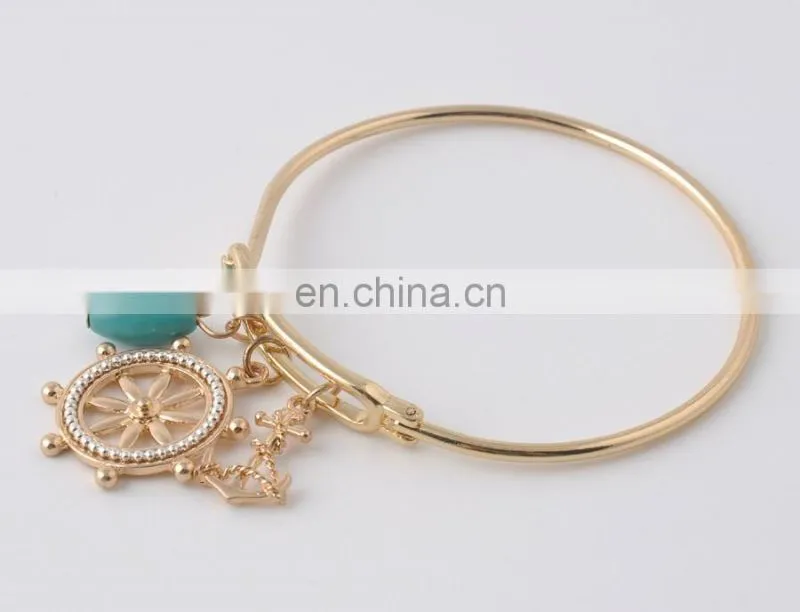 Sea Collection charms in two tones marine organism bracelet bangles