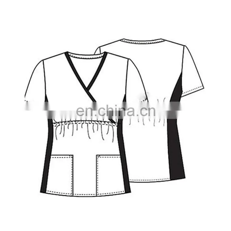 Women's Short Sleeve Hospital Scrub Suit Uniform Top