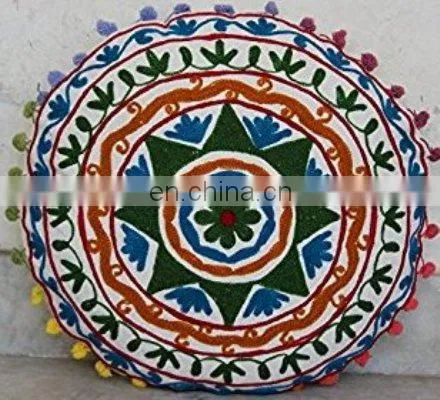 Mexican Fashion Multi Hand Embroidery Decorative Sofa Throw Round Cushion Covers