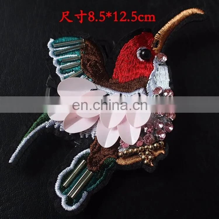 Handmade Bird Sequin Beaded Patches