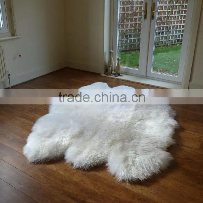 Natural white sheep fur rug
