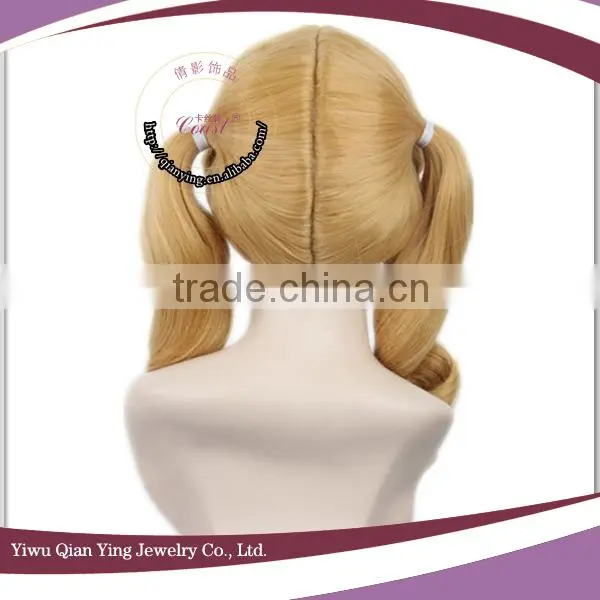 curly blond Beelzebub Hilda ponytail cosplay wig