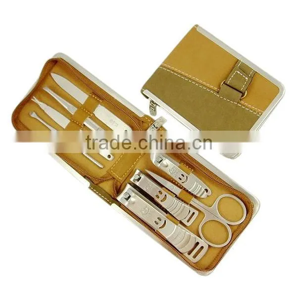 Velcro button pouch stainless steel manicure pedicure set