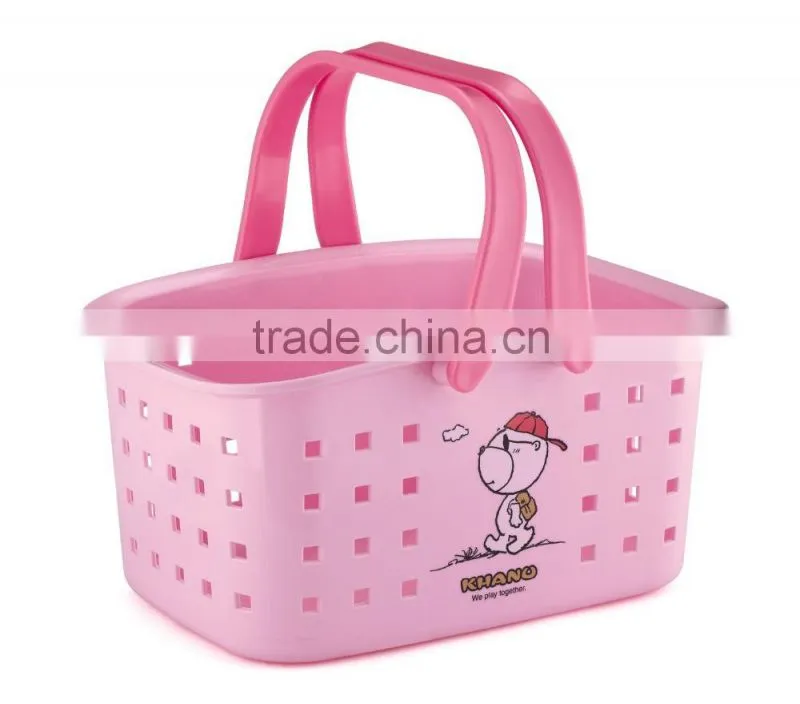 Hot selling Plastic Storage Basket Bathroom Box with Handles