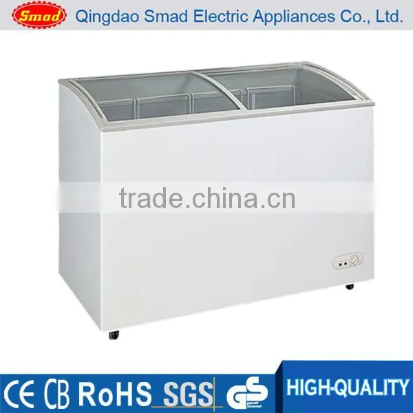 138L supermarket chest freezer with sliding curved glass door