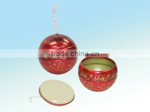 christmas tree hang on gift tin ball for candy packaging