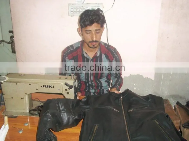 man leather jacket made of black genuine sheep skins