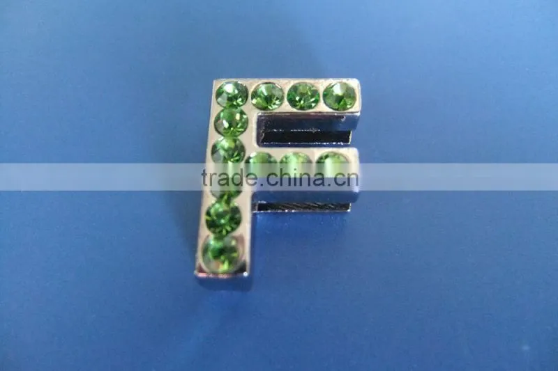 18mm Slide Letters with Green Rhinestone