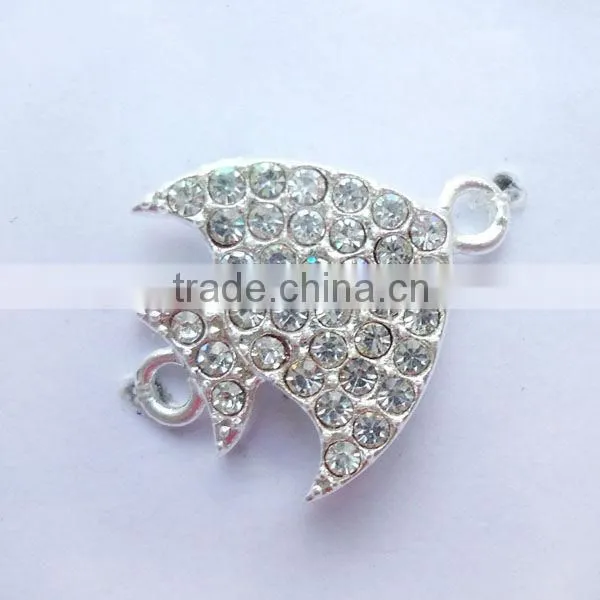JF8512 Wholesale Rhinestone Crystal Pave Alloy Bow Charm connector For Bracelet