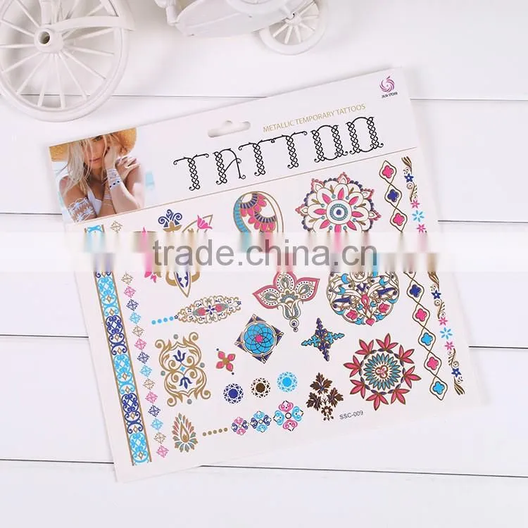New Tattoo Metal Silver Golden Temporary Tattoos Sticker For Adults