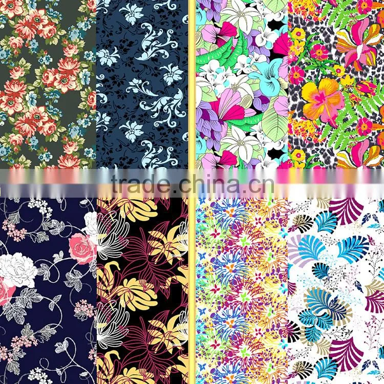 Flower designs painting fabric /Antai textile professional 4 way stretch nylon lycra spandex print fabric with flower