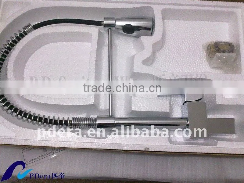 spring brass body pull out spray single lever kitchen sink faucet