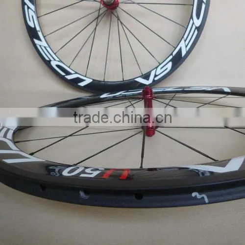 UDELSA U50 chinese carbon tubular wheels for road bike super light weight red hubs