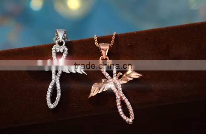Rose gold plated 925 silver cross necklace