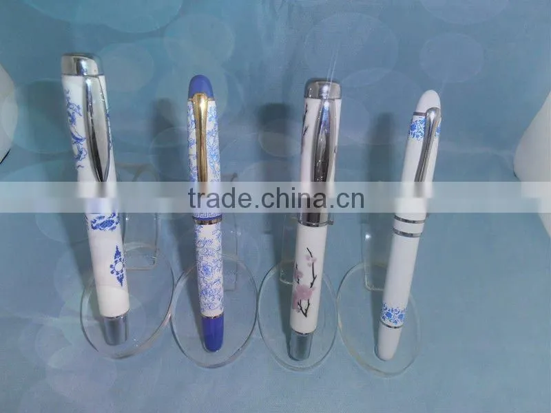 PO-01-pretty blue and white porcelain ball pen for gift